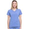 Dickies EDS Essentials, Mock Wrap Top Scrubs for Women with Four-Way Stretch and Moisture Wicking DK625(Ciel)