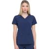 Dickies EDS Essentials, Mock Wrap Top Scrubs for Women with Four-Way Stretch and Moisture Wicking DK625(Navy)