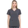Dickies EDS Essentials, Mock Wrap Top Scrubs for Women with Four-Way Stretch and Moisture Wicking DK625(Pewter)