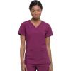 Dickies EDS Essentials, Mock Wrap Top Scrubs for Women with Four-Way Stretch and Moisture Wicking DK625(Wine)