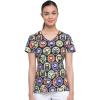 Dickies EDS Women Scrubs Top V-Neck DK700(Dia De Los Gatos)