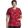 Dickies EDS Women Scrubs Top V-Neck DK700(Wish Zoo a Merry Christmas)