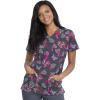 Dickies EDS Women Scrubs Top V-Neck Print DK876(Dark Grey/Multicolor)