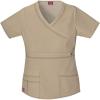 Dickies Gen Flex Women Scrubs Top Mock Wrap 817355.(Dark Khaki)