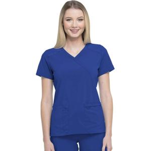 Dickies EDS Essentials, Mock Wrap Top Scrubs for Women with Four-Way Stretch and Moisture Wicking DK625(Galaxy Blue)