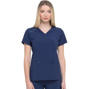 Dickies EDS Essentials, Mock Wrap Top Scrubs for Women with Four-Way Stretch and Moisture Wicking DK625(Navy)