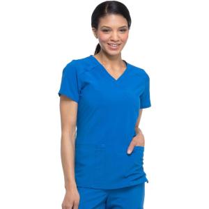 Dickies EDS Essentials, Mock Wrap Top Scrubs for Women with Four-Way Stretch and Moisture Wicking DK625(Royal)