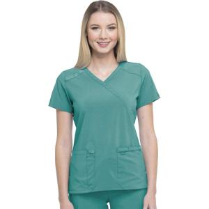 Dickies EDS Essentials, Mock Wrap Top Scrubs for Women with Four-Way Stretch and Moisture Wicking DK625(Teal Blue)