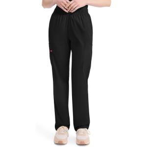 Dickies EDS Signature Scrubs for Women, Elastic Waist Pull-On Cargo Pants for Women in Soft Brushed Poplin – 86106(Black)