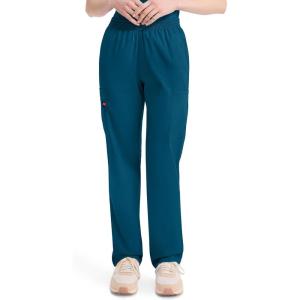 Dickies EDS Signature Scrubs for Women, Elastic Waist Pull-On Cargo Pants for Women in Soft Brushed Poplin – 86106(Caribbean Blue)