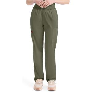 Dickies EDS Signature Scrubs for Women, Elastic Waist Pull-On Cargo Pants for Women in Soft Brushed Poplin – 86106(Olive)
