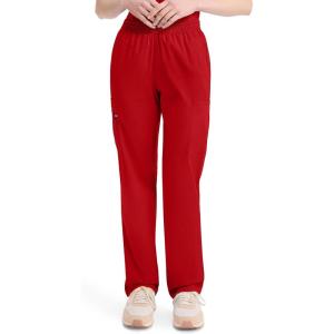 Dickies EDS Signature Scrubs for Women, Elastic Waist Pull-On Cargo Pants for Women in Soft Brushed Poplin – 86106(Red)