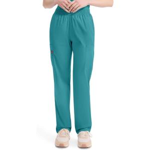Dickies EDS Signature Scrubs for Women, Elastic Waist Pull-On Cargo Pants for Women in Soft Brushed Poplin – 86106(Teal Blue)