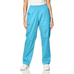 Dickies EDS Signature Scrubs for Women, Elastic Waist Pull-On Cargo Pants for Women in Soft Brushed Poplin – 86106(Turquoise)