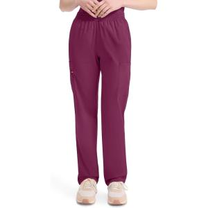 Dickies EDS Signature Scrubs for Women, Elastic Waist Pull-On Cargo Pants for Women in Soft Brushed Poplin – 86106(Wine)