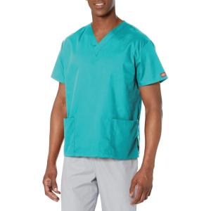 Dickies EDS Signature Scrubs for Women, V-Neck Womens Tops in Soft Brushed Poplin 86706(Ceil Blue)