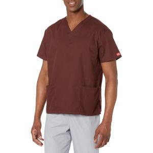 Dickies EDS Signature Scrubs for Women, V-Neck Womens Tops in Soft Brushed Poplin 86706(Espresso)