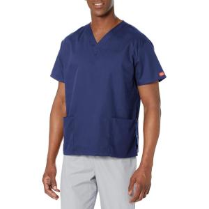 Dickies EDS Signature Scrubs for Women, V-Neck Womens Tops in Soft Brushed Poplin 86706(Navy)