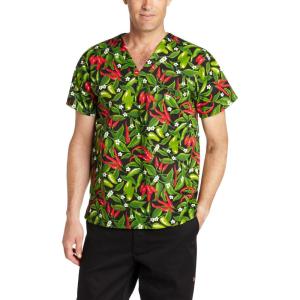 Dickies EDS Signature Scrubs for Women and Scrubs for Men, Unisex One Pocket V-Neck Top in Soft Brushed Poplin 83706(Chili Pepper)