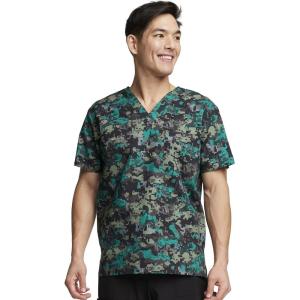 Dickies EDS Signature Scrubs for Women and Scrubs for Men, Unisex One Pocket V-Neck Top in Soft Brushed Poplin 83706(Digital Camo)