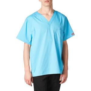 Dickies EDS Signature Scrubs for Women and Scrubs for Men, Unisex One Pocket V-Neck Top in Soft Brushed Poplin 83706(Turquoise)