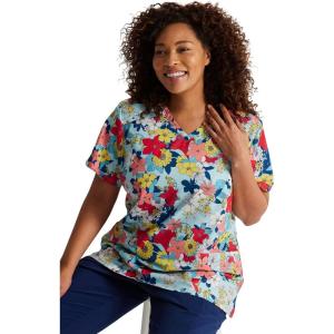 Dickies EDS Women Scrubs Top V-Neck DK700(Blooms So Retro)
