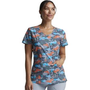 Dickies EDS Women Scrubs Top V-Neck DK700(Camo Flight)