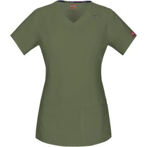 Dickies EDS Women Scrubs Top V-Neck DK700(Olive)