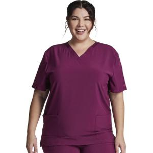 Dickies EDS Women Scrubs Top V-Neck DK700(Wine)