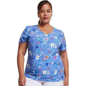 Dickies EDS Women Scrubs Top V-Neck Print DK852(Fillings for You)