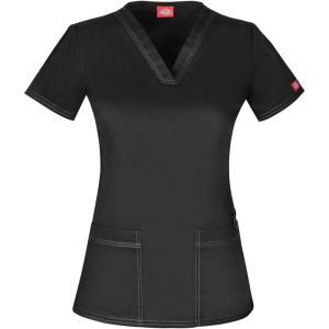 Dickies EDS Women Scrubs Top V-Neck Print DK876(Black)