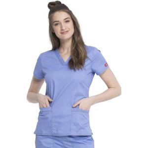 Dickies EDS Women Scrubs Top V-Neck Print DK876(Ceil)