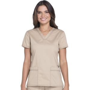 Dickies EDS Women Scrubs Top V-Neck Print DK876(Dark Khaki)