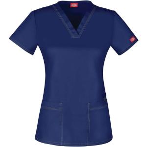 Dickies EDS Women Scrubs Top V-Neck Print DK876(D-navy)