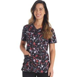 Dickies EDS Women Scrubs Top V-Neck Print DK876(Drizzle Daze)