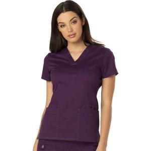 Dickies EDS Women Scrubs Top V-Neck Print DK876(Eggplant)