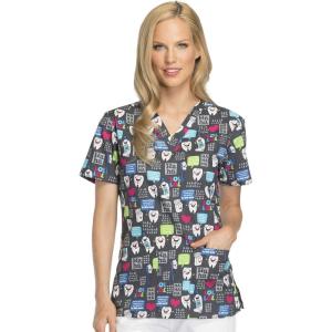 Dickies EDS Women Scrubs Top V-Neck Print DK876(Have a Laugh)