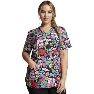 Dickies EDS Women Scrubs Top V-Neck Print DK876(Love Hope Heal)
