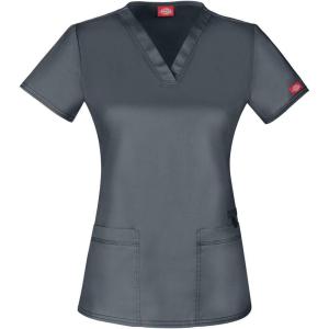 Dickies EDS Women Scrubs Top V-Neck Print DK876(Lt. Pewter)