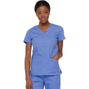 Dickies Gen Flex Women Scrubs Top Mock Wrap 817355.(Ceil Blue)