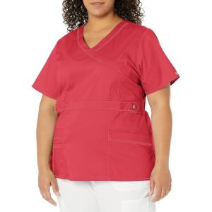 Dickies Gen Flex Women Scrubs Top Mock Wrap 817355.(Crimson)