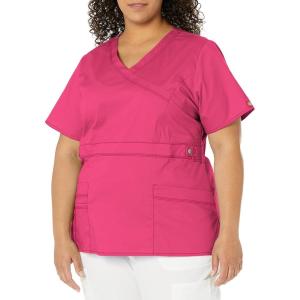 Dickies Gen Flex Women Scrubs Top Mock Wrap 817355.(Hot Pink)