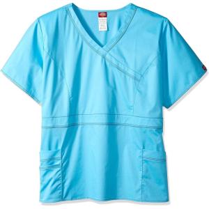 Dickies Gen Flex Women Scrubs Top Mock Wrap 817355.(Icy Turquoise)