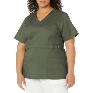Dickies Gen Flex Women Scrubs Top Mock Wrap 817355.(Olive)