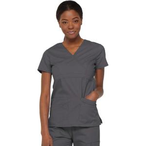 Dickies Gen Flex Women Scrubs Top Mock Wrap 817355.(Pewter)