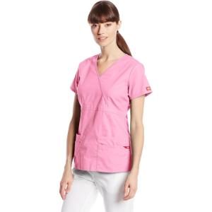 Dickies Gen Flex Women Scrubs Top Mock Wrap 817355.(Pretty in Pink)