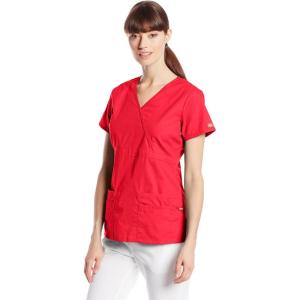 Dickies Gen Flex Women Scrubs Top Mock Wrap 817355.(Red)