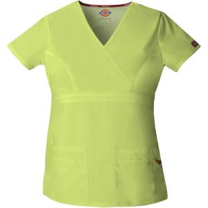 Dickies Gen Flex Women Scrubs Top Mock Wrap 817355.(Sweet Apple Green)