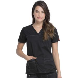 Dickies Gen Flex Women Scrubs Top V-Neck 817455(Black)