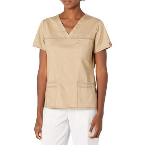 Dickies Gen Flex Women Scrubs Top V-Neck 817455(Dark Khaki)